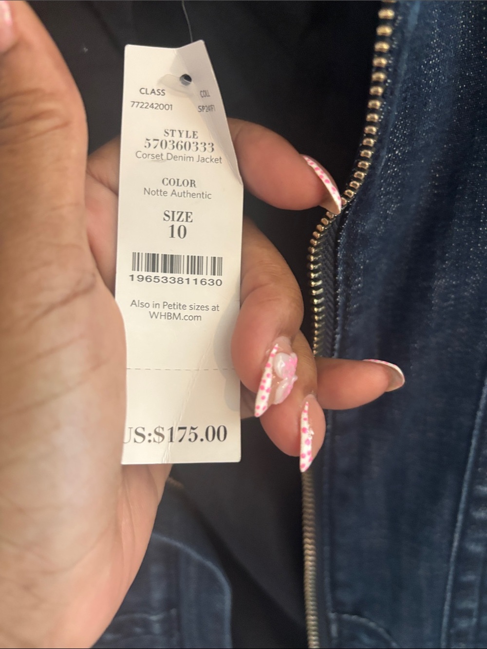White House Black Market Dark Blue Denim Jacket - Picture 4 of 4